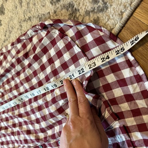 MADEWELL Central Shirt burgundy maroon Gingham Check Medium boxy blouse | XS, S - Picture 10 of 11